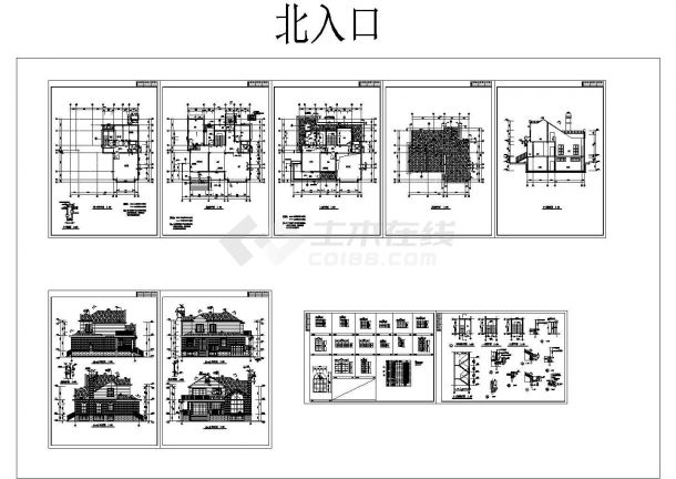 二层带地下室豪华别墅建筑施工cad图(带效果图，共九张)-图一