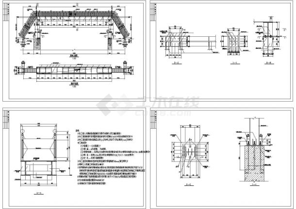 某市15米人行轻钢桥梁结构CAD设计施工图-图一