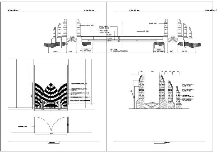 某艺术型景观大门规划设计cad建筑施工图_图1
