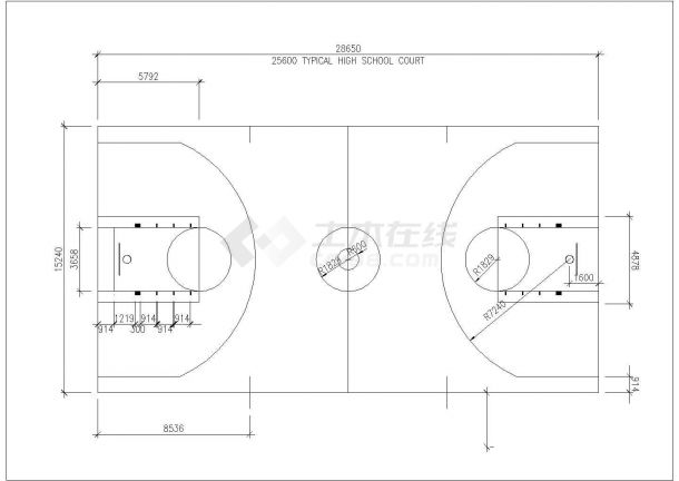 某篮球场规划设计cad建筑施工详图-图一