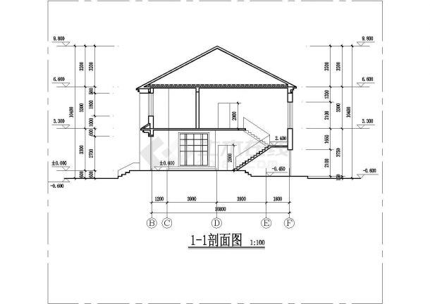 温州市沥南村某2层砖混结构现代化别墅建筑设计CAD图纸-图二