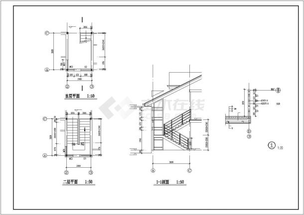 300平米2层钢框架结构单体别墅全套建筑设计CAD图纸（带阁楼）-图二