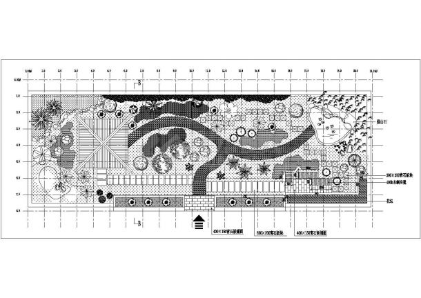 南京市星辉大厦的屋顶景观花园平剖面设计CAD图纸-图二