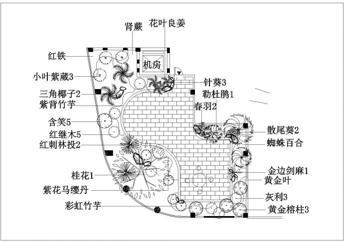 武汉市某高层星级酒店7层及屋顶平面绿化设计CAD图纸_图1