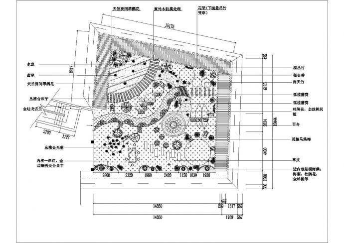 扬州市世某单位高层办公楼屋顶景观花园平面绿化设计CAD图纸_图1