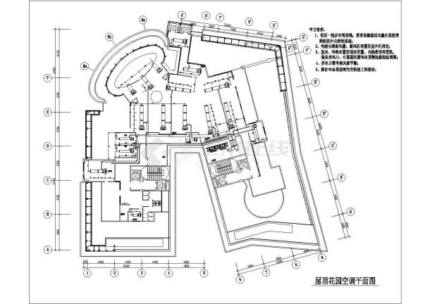 北京市顺义区某高层写字楼屋顶景观花园空调平面设计CAD图纸-图二