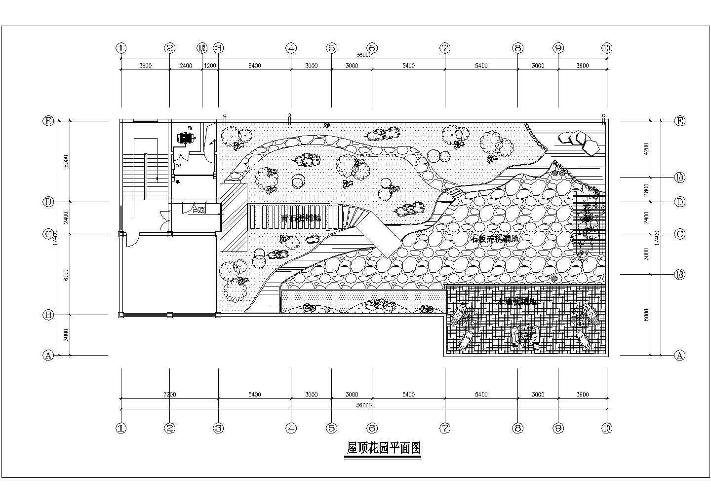 天津市鑫和大厦写字楼屋顶景观花园平面绿化设计CAD图纸