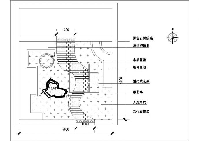 南昌市鼎鼎大厦屋顶景观花园的平立面设计CAD图纸_图1