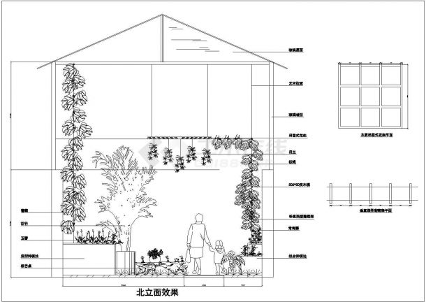 南昌市鼎鼎大厦屋顶景观花园的平立面设计CAD图纸-图二