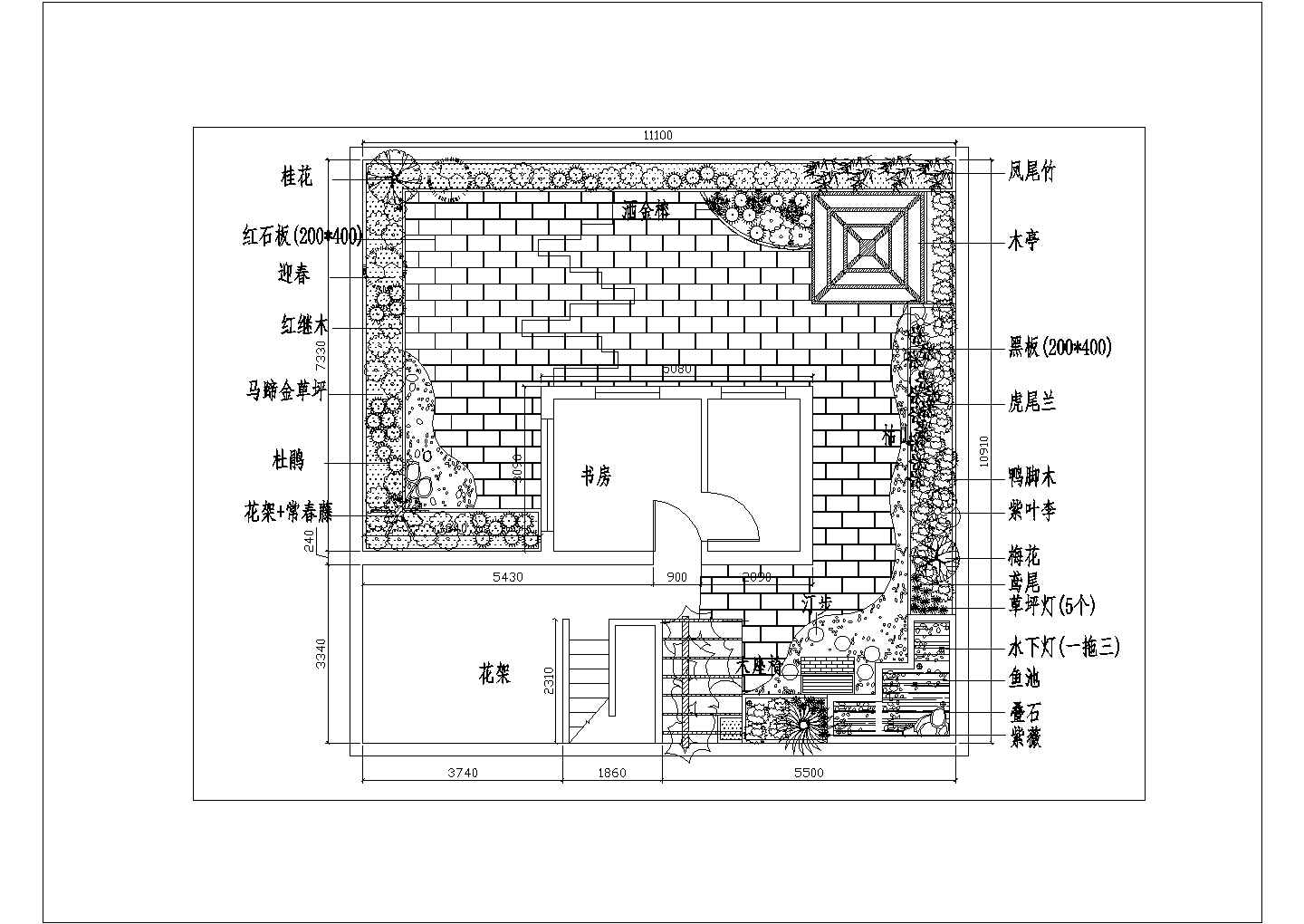 温州市鑫耀大厦商业办公楼屋顶景观花园平面绿化设计CAD图纸