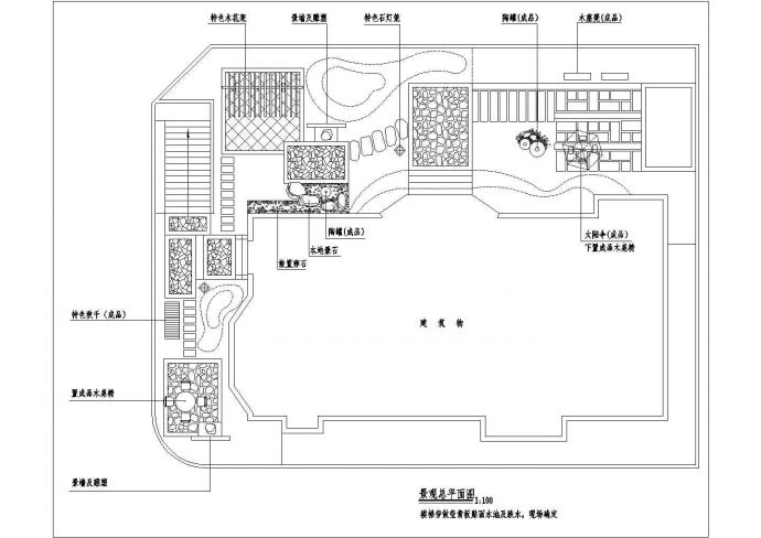 德阳市大型批发市场的屋顶景观花园平面绿化设计CAD图纸_图1