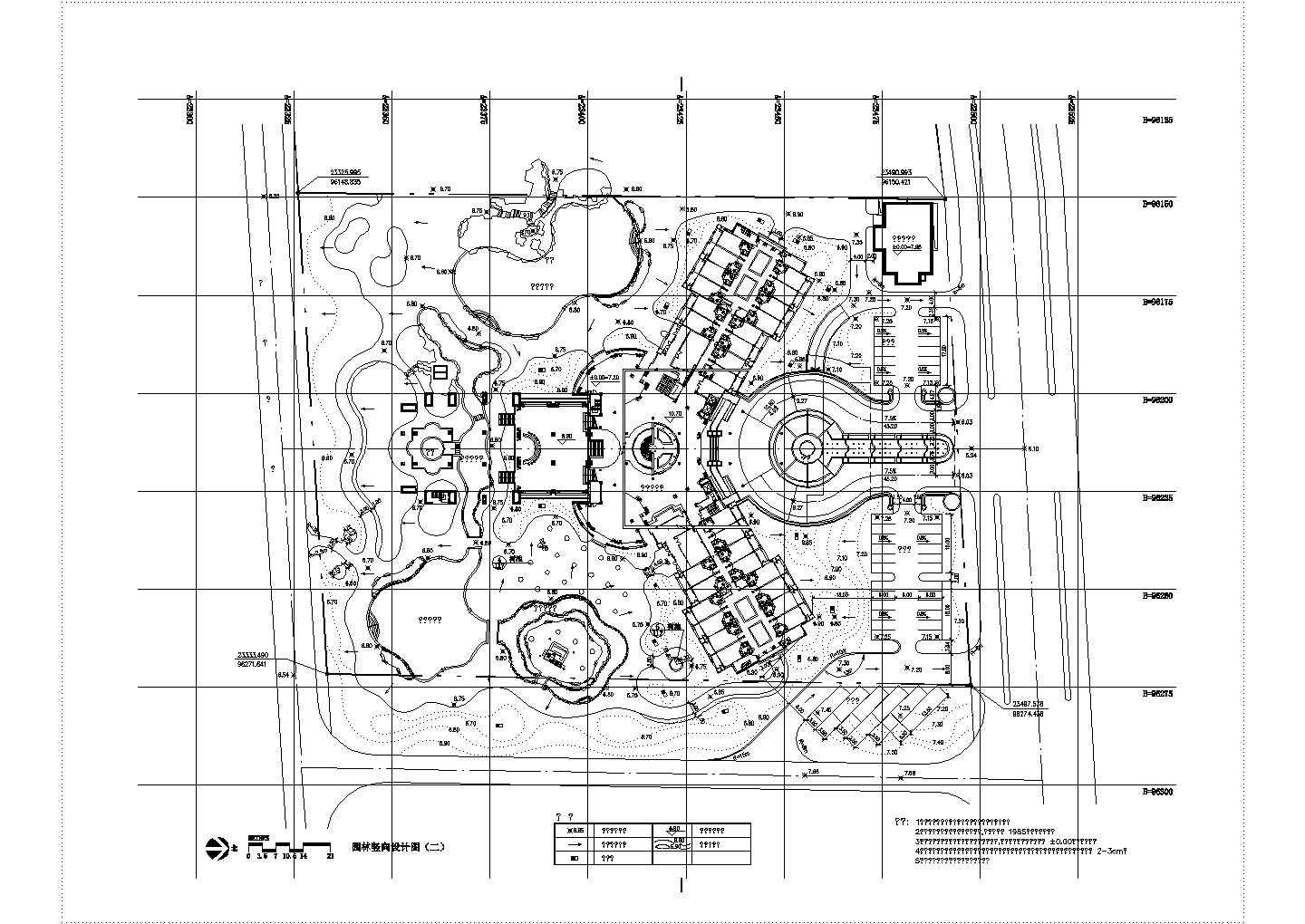 某园林休闲广场竖向规划设计cad总平面施工图