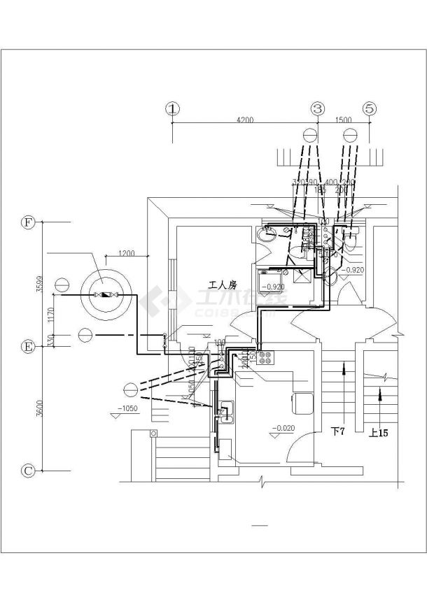苏州市兰苏园小区3层单体别墅给排水系统筑设计CAD图纸-图二
