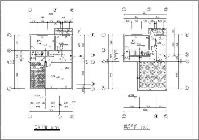 大同市光安村4层砖混结构私人别墅全套建筑设计CAD图纸_图1