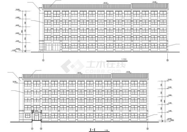 天津市某高校5层砖混结构学生宿舍楼全套建筑设计CAD图纸-图二