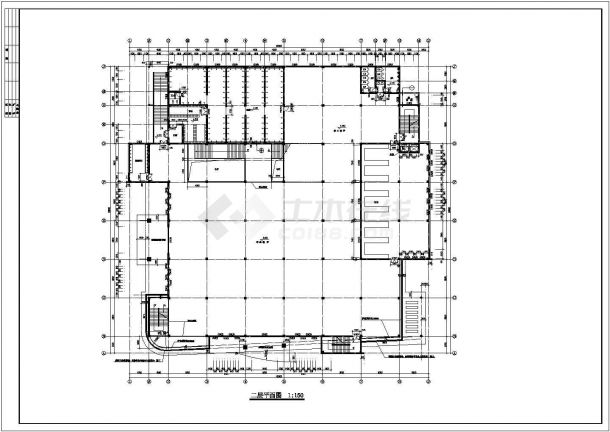 滁州市龙翔技工学校3层框架结构学生食堂建筑设计CAD图纸-图二