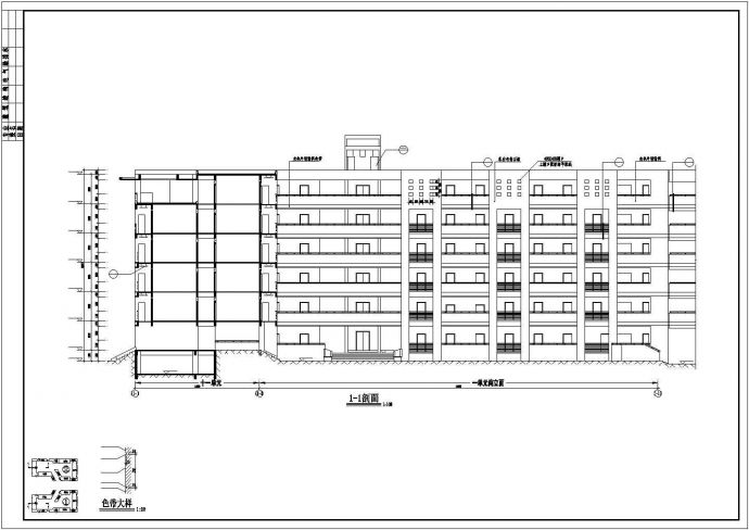 包头市某职业学员6000平米6层砖混结构宿舍楼建筑设计CAD图纸_图1