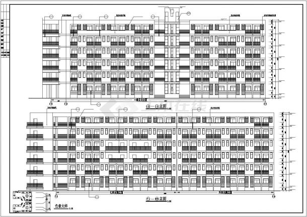 包头市某职业学员6000平米6层砖混结构宿舍楼建筑设计CAD图纸-图二