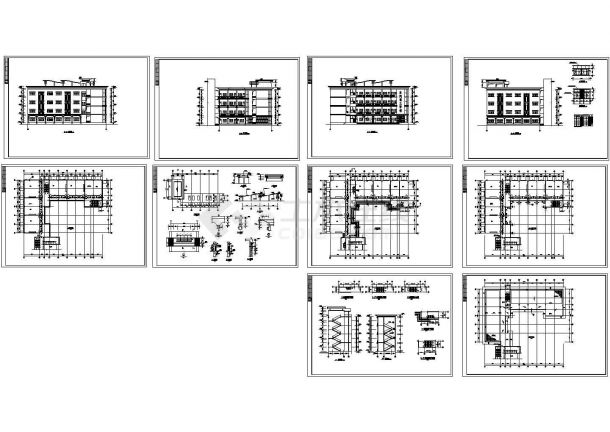 某理工学校四层框架结构教学楼设计cad全套建筑施工图纸（标注详细）-图二
