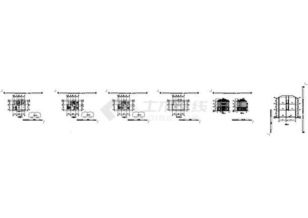 391平方米三层单家独院式别墅建筑施工cad图(带效果图，共六张)-图二