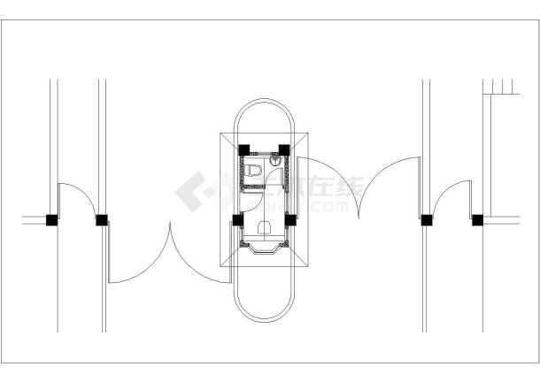 某一层砖混结构公共厕所设计cad全套建施图（英文标注）-图一