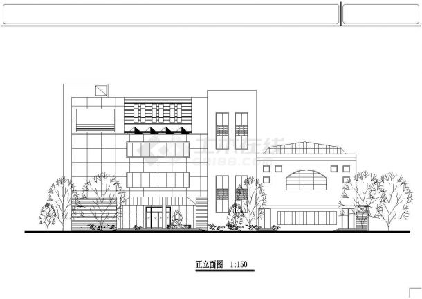 合肥市某实验中学3层框架结构图书科技馆建筑设计CAD图纸-图一