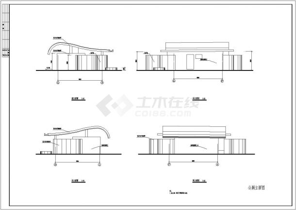 某一层框架结构公厕设计cad详细建筑施工图-图一
