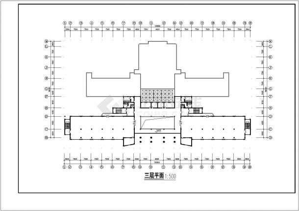 北京某大学2万平米6层框架结构图书馆全套平面设计CAD图纸-图一