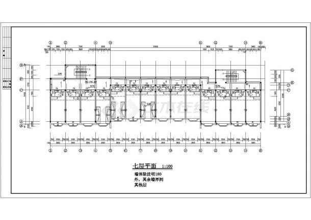 北京民族大学7层砖混结构学生宿舍楼全套建筑设计CAD图纸-图一
