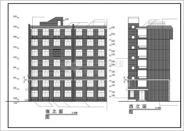 北京民族大学7层砖混结构学生宿舍楼全套建筑设计CAD图纸-图二