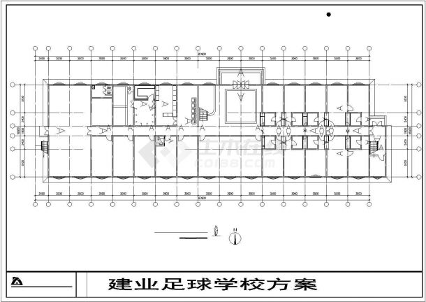郑州市某足球培训学校全套建筑平面设计CAD图纸（含总图）-图二