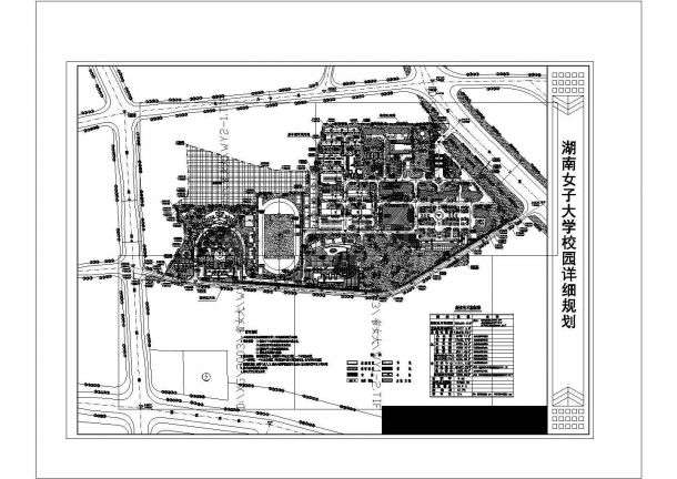 湖南女子大学新校区总平面规划设计CAD图纸（占地20万平米）-图一