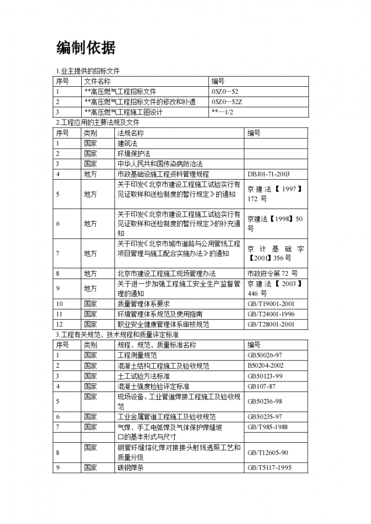 北京一高燃气工程施工组织设计方案-图二