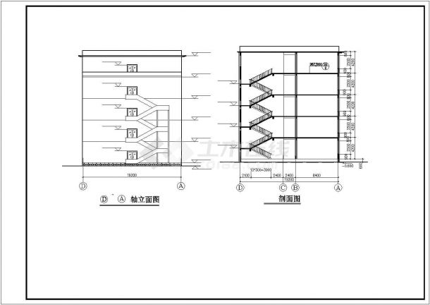 北京美术学院3500平米5层框架结构教学楼建筑设计CAD图纸-图二
