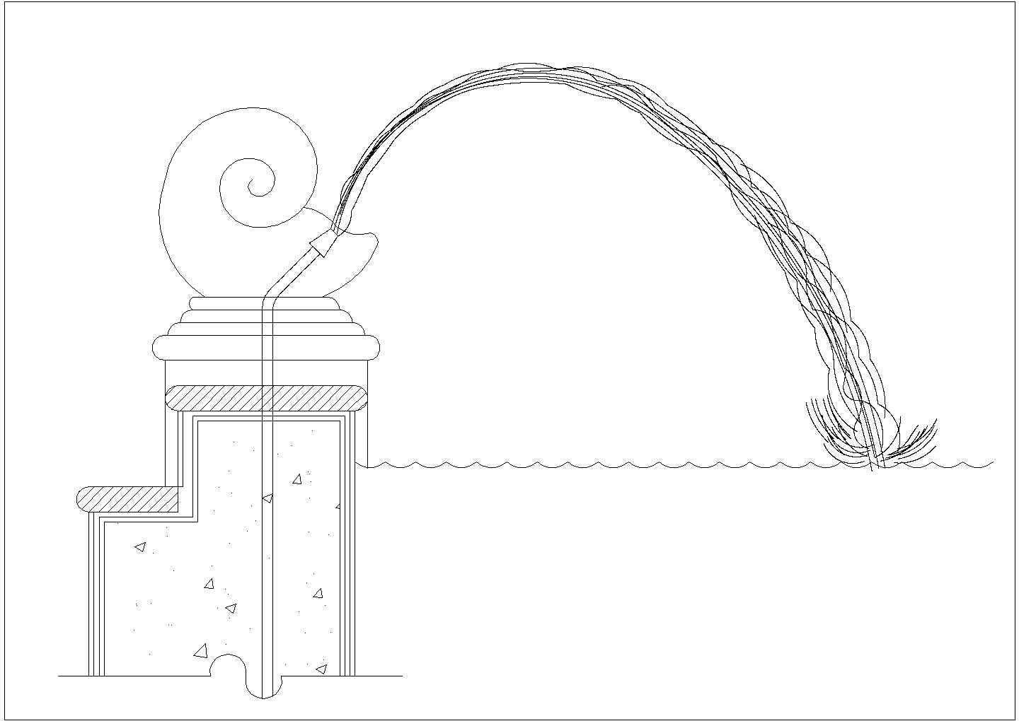 某喷水雕塑设计cad建筑施工详图