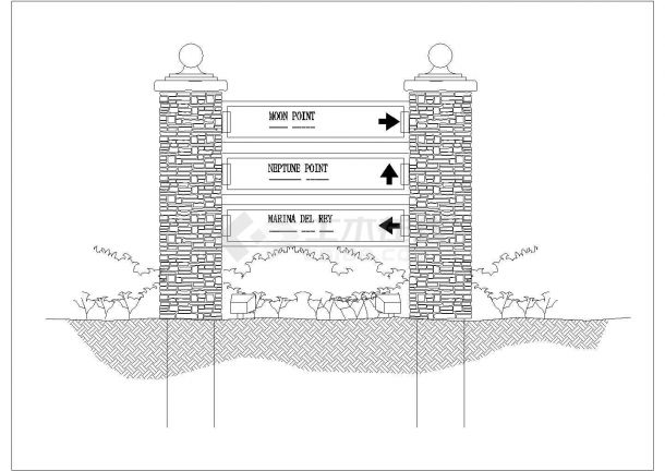 某景观标志墙设计cad建筑施工详图-图二
