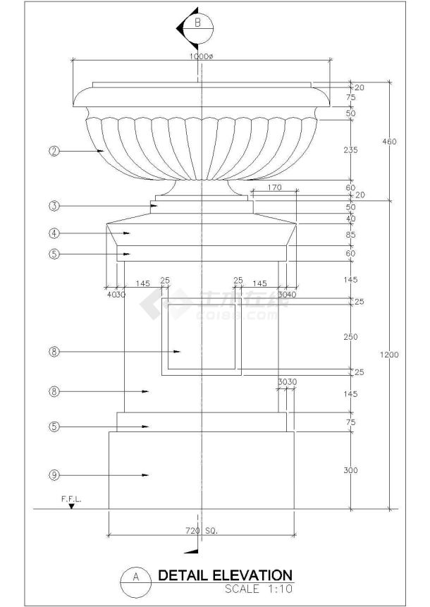 某特色景观花台设计cad建筑施工详图-图一