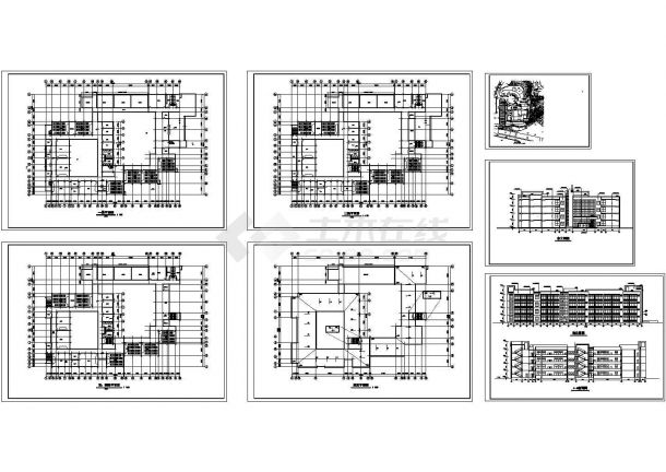 某中学四层框架结构教学楼设计cad全套建施图纸（含总平面）-图二