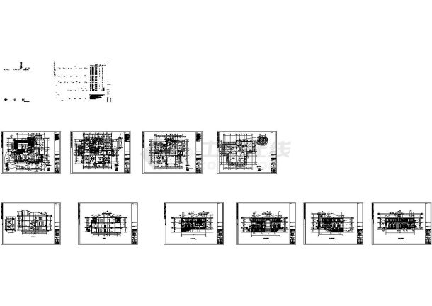 上海某豪华别墅建筑施工CAD全套图纸-图一