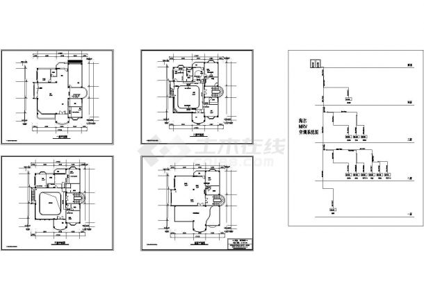 别墅MRV空调cad施工设计图纸-图一