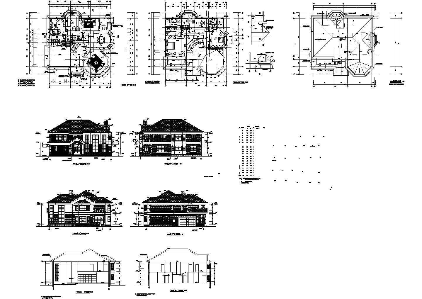 某小区钢结构别墅建筑施工设计CAD全套图纸