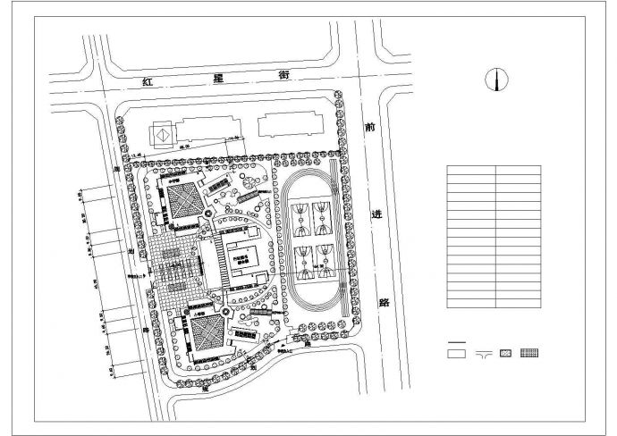 二连浩特市某实验中学总平面规划设计CAD图纸（占地2.8万平米）_图1