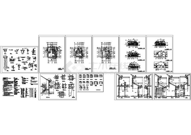 某私人小区欧式别墅建筑施工CAD全套图纸-图一