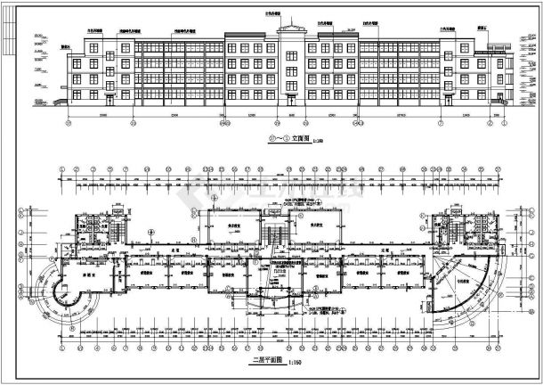 渭南师范学院5200平米4层框架结构艺术教学楼全套建筑设计CAD图纸-图一