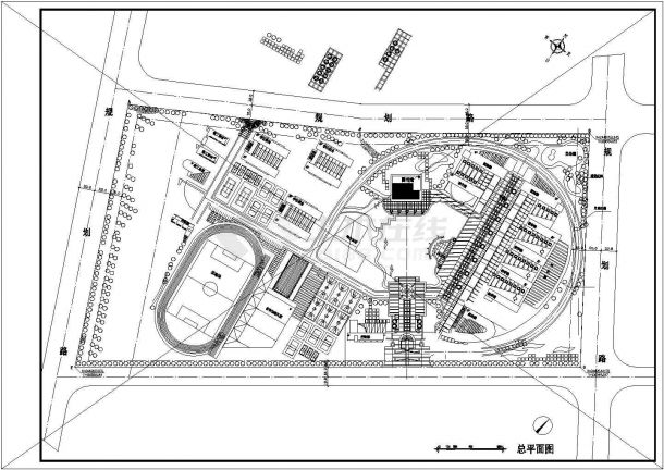 台州理工大学新校区总平面规划设计CAD图纸（占地10万平米）-图一