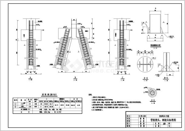 典型水利工程管桩接头及钢桩尖cad标准设计施工图（标注详细）-图一