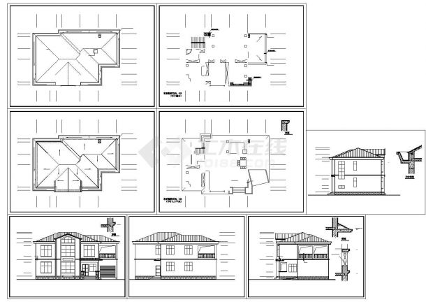 某二层简约风格农村别墅全套建筑施工设计方案cad图纸-图一