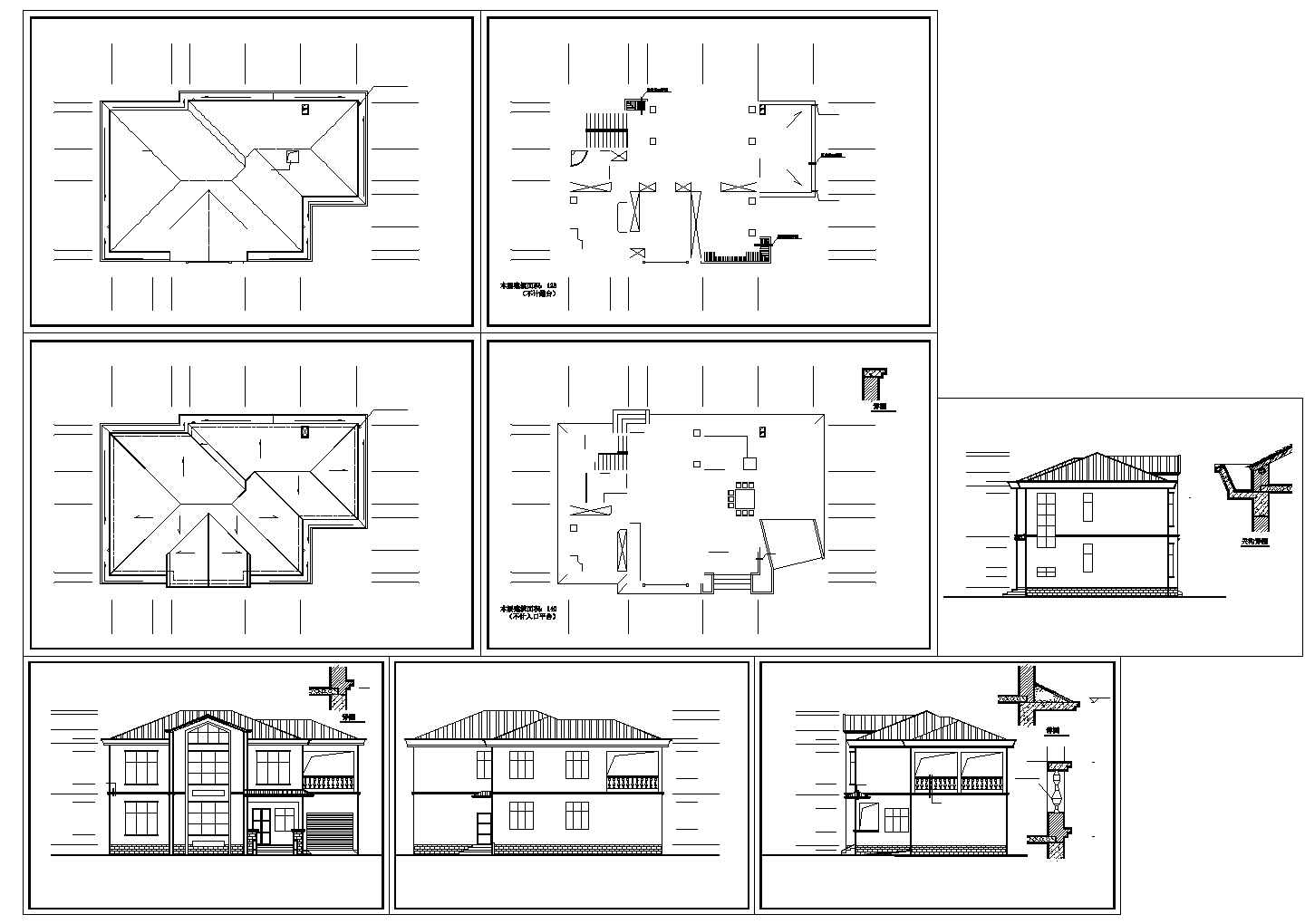 某二层简约风格农村别墅全套建筑施工设计方案cad图纸