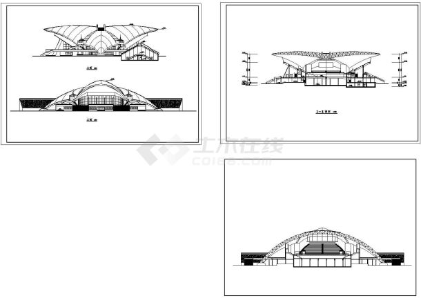某多功能大型会展中心CAD全套施工图纸(含平立面图)-图一
