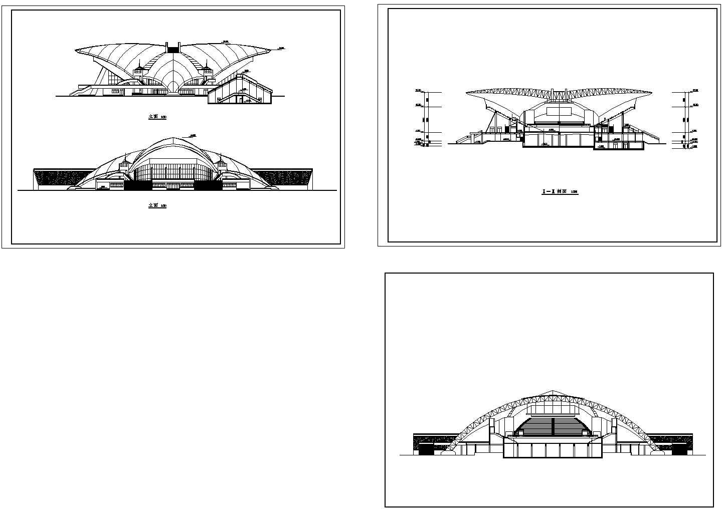 某多功能大型会展中心CAD全套施工图纸(含平立面图)
